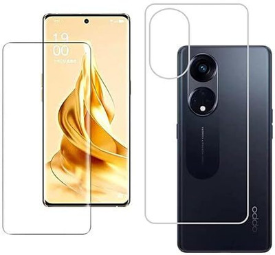 Bulkwala Edge To Edge Tempered Glass for Front And Back Screen Guard Protector For Oppo Reno 8T 5G, Front And Back Screen Guard Protector For Oppo Reno 8T 5G Front Flexible Tempered Glass And Back Carbon Transparent Fiber Skin | Impossible Glass Unbreakable Screen Protector(Pack of 1)