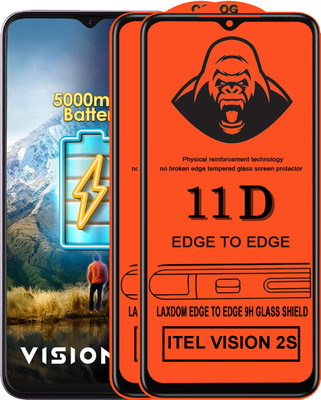 Laxdom Edge To Edge Tempered Glass for ITEL VISION 2S(Pack of 2)