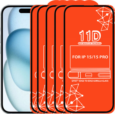 Qyist Edge To Edge Tempered Glass for FOR IPHONE 15, IPHONE 15 PRO(Pack of 5)