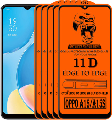 CYOR Edge To Edge Tempered Glass for OPPO A15(Pack of 5)