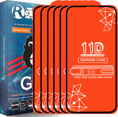 Roxel Edge To Edge Tempered Glass for Iphone 12 Mini(Pack of 6)