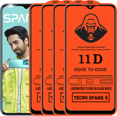 Laxdom Edge To Edge Tempered Glass for TECNO SPARK 8(Pack of 4)