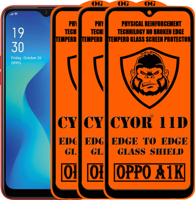 CYOR Edge To Edge Tempered Glass for OPPO A1K(Pack of 3)