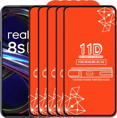 Roxel Edge To Edge Tempered Glass for Realme 8S 5G(Pack of 5)