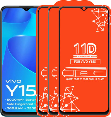 Qyist Edge To Edge Tempered Glass for Vivo Y15S(Pack of 3)