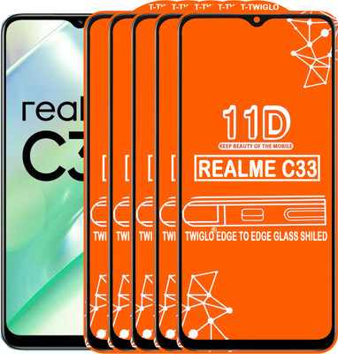 TWIGLO Edge To Edge Tempered Glass for REALME C33(Pack of 5)