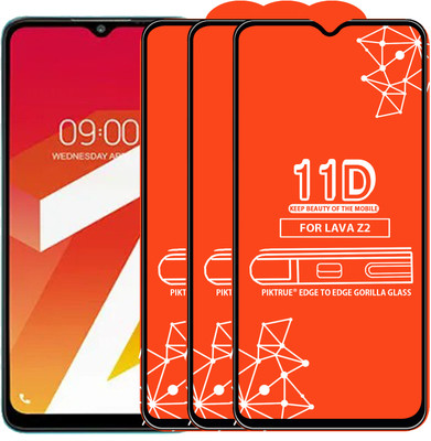 PikTrue Edge To Edge Tempered Glass for LAVA Z2(Pack of 3)