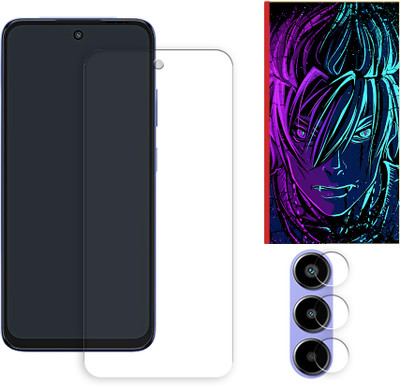 SOMTONE Edge To Edge Tempered Glass for itel Power 70 4G Tempered Glass Screen Protector | Anti-Scratch | Edge to Edge Full Coverage | 9H Hardness (1 FRONT SCREEN GUARD + 1 CAMERA LENS PROTECTOR + 1 FREE BACK EMBOSSED SKIN002)(Pack of 1)