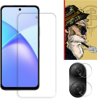 SOMTONE Edge To Edge Tempered Glass for Infinix Smart 10 HD 4G FRONT Tempered Glass Screen Protector | Anti-Scratch | Edge to Edge Full Coverage | 9H Hardness ( 1 FRONT SCREEN GUARD + 1 CAMERA LENS PROTECTOR + 1 FREE BACK EMBOSSED SKIN001 )(Pack of 1)