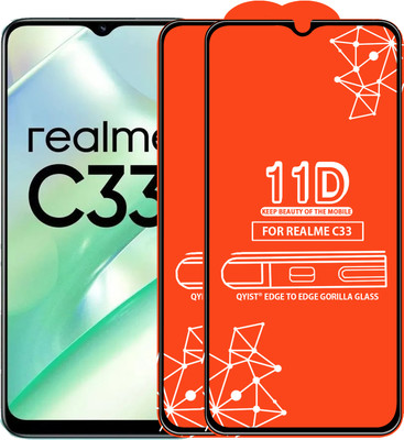 Qyist Edge To Edge Tempered Glass for Realme C33(Pack of 2)