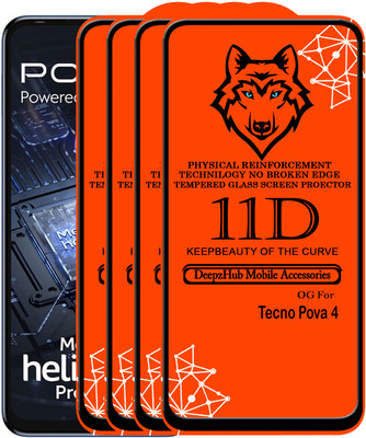 DeepzHub Edge To Edge Tempered Glass for Tecno Pova 4(Pack of 4)