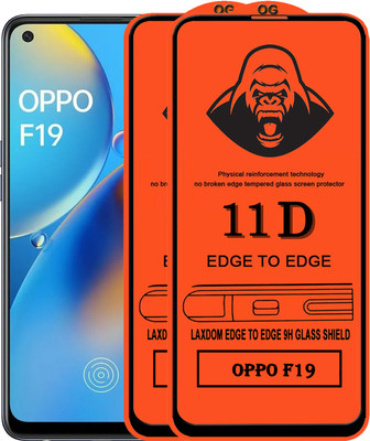 Laxdom Edge To Edge Tempered Glass for OPPO F19(Pack of 2)