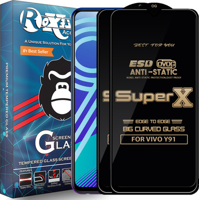 Roxel Edge To Edge Tempered Glass for VIVO Y91(Pack of 2)
