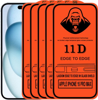Laxdom Edge To Edge Tempered Glass for APPLE IPHONE 15 PRO MAX(Pack of 5)