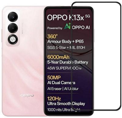 AKSHUD Edge To Edge Tempered Glass for OPPO K13x 5G(Pack of 1)