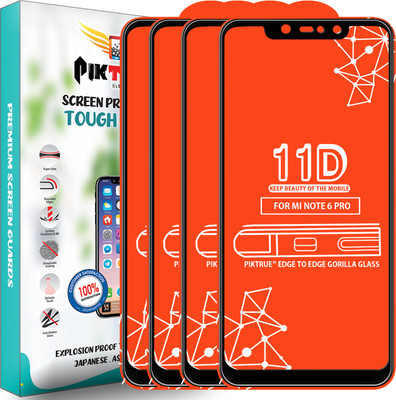 PikTrue Edge To Edge Tempered Glass for Mi Redmi Note 6 Pro(Pack of 4)