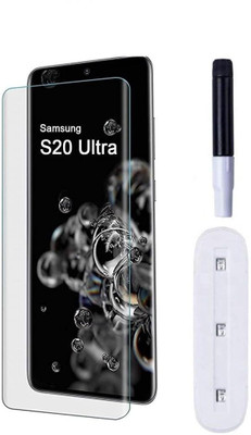 NaturalBuy Edge To Edge Tempered Glass for Samsung Galaxy S20 Ultra-UV Glass Nano liquid perfect fit design Covered Mobile Screen Protector with Nanoscale Light Full Glue(Pack of 1)