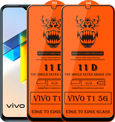 Forego Edge To Edge Tempered Glass for Vivo T1 5G(Pack of 2)