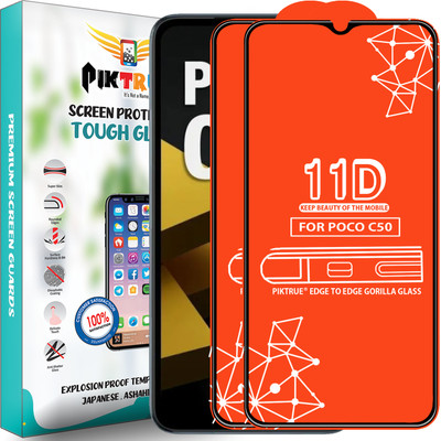 PikTrue Edge To Edge Tempered Glass for Poco C50(Pack of 2)