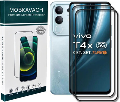 MOBKAVACH Edge To Edge Tempered Glass for Vivo T4X 5G,Vivo T4X Screen Guard Protector with Easy Installation Kit(Pack of 2)