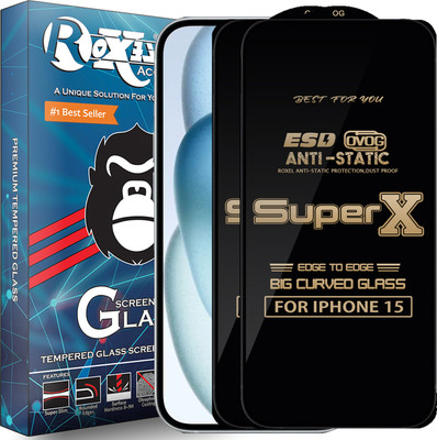 Roxel Edge To Edge Tempered Glass for IPHONE 15(Pack of 2)