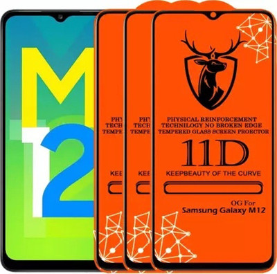 HIE POWER Edge To Edge Tempered Glass for Samsung Galaxy M12-11D Glass (Pack Of 3)(Pack of 3)
