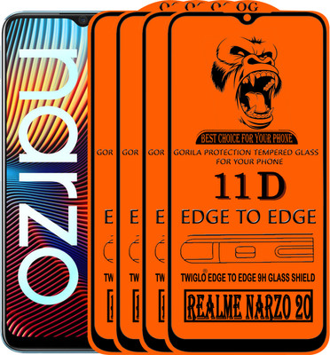 TWIGLO Edge To Edge Tempered Glass for REALME NARZO 20(Pack of 4)