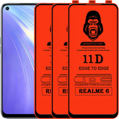 Laxdom Edge To Edge Tempered Glass for REALME 6(Pack of 3)