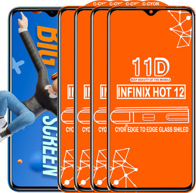 CYOR Edge To Edge Tempered Glass for INFINIX HOT 12(Pack of 4)