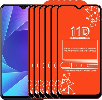 Qyist Edge To Edge Tempered Glass for FOR OPPO A7, OPPO R17, OPPO R17 PRO, VIVO Y91, VIVO Y91I, VIVO Y91C, VIVO Y93, VIVO Y95, ITEL VISION 1, INFINIX S4(Pack of 6)