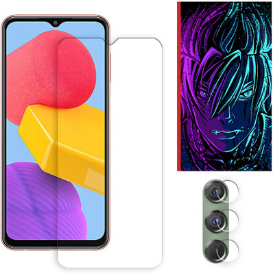 ARBAN Edge To Edge Tempered Glass for Samsung Galaxy M13 4G Tempered Glass Screen Protector | Anti-Scratch | Edge to Edge Full Coverage | 9H Hardness (1 FRONT SCREEN GUARD + 1 CAMERA LENS PROTECTOR + 1 FREE BACK EMBOSSED SKIN002)(Pack of 1)