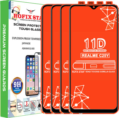 Rofix star Edge To Edge Tempered Glass for REALME C25Y(Pack of 4)