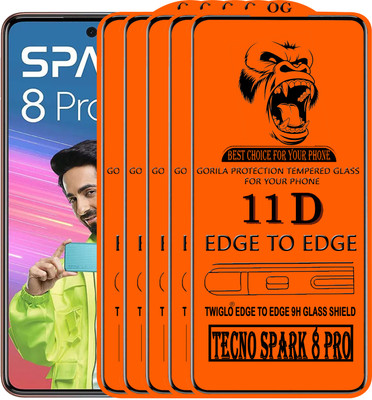 TWIGLO Edge To Edge Tempered Glass for TECNO SPARK 8 PRO(Pack of 5)