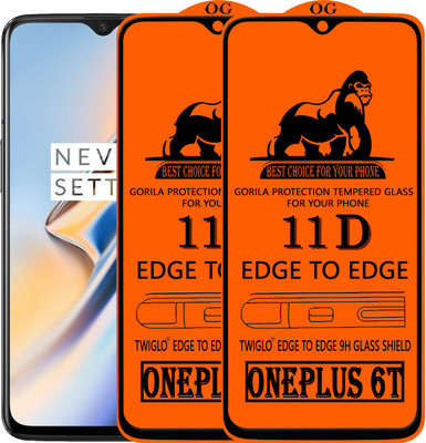 TWIGLO Edge To Edge Tempered Glass for OnePlus 6T(Pack of 2)