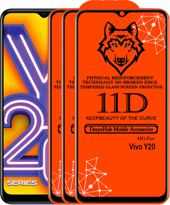 DeepzHub Edge To Edge Tempered Glass for Vivo Y20(Pack of 3)