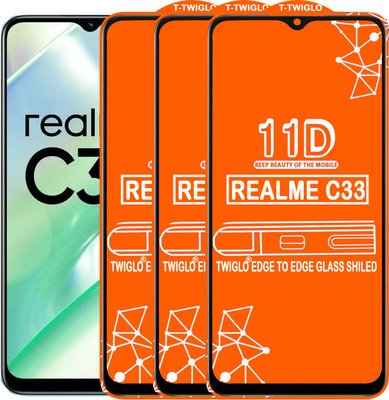 TWIGLO Edge To Edge Tempered Glass for REALME C33(Pack of 3)