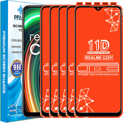 PFOAM Edge To Edge Tempered Glass for REALME C25Y(Pack of 5)
