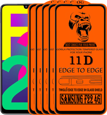 TWIGLO Edge To Edge Tempered Glass for SAMSUNG F22 4G(Pack of 5)