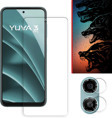 SOMTONE Edge To Edge Tempered Glass for Lava Yuva 3 Pro 4G Tempered Glass Screen Protector | Anti-Scratch | Edge to Edge Full Coverage | 9H Hardness ( 1 FRONT SCREEN GUARD + 1 CAMERA LENS PROTECTOR + 1 FREE BACK EMBOSSED SKIN061 )(Pack of 1)