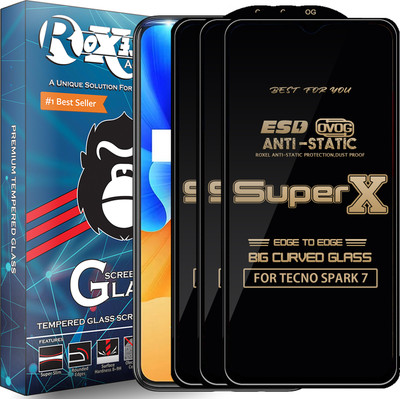 Roxel Edge To Edge Tempered Glass for TECNO SPARK 7(Pack of 3)