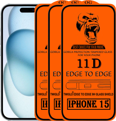 TWIGLO Edge To Edge Tempered Glass for IPHONE 15(Pack of 3)