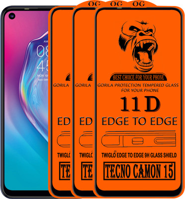 TWIGLO Edge To Edge Tempered Glass for TECNO CAMON 15(Pack of 3)