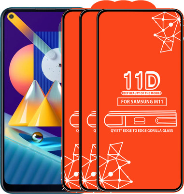 Qyist Edge To Edge Tempered Glass for Samsung Galaxy M11(Pack of 3)