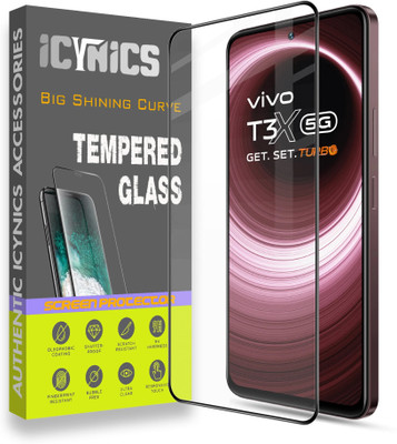 ICYNICS Edge To Edge Tempered Glass for Vivo T3X 5G, Anti-Fingerprint, Waterproof, Oil-resistant, Bubble-Free, Anti-Static, Scratch Resistant Full Coverage with Wooden box to ensure safety(Pack of 1)