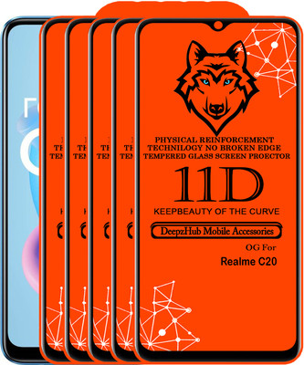 DeepzHub Edge To Edge Tempered Glass for Realme C20(Pack of 5)