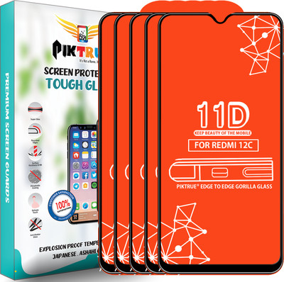 PikTrue Edge To Edge Tempered Glass for Redmi 12C(Pack of 5)