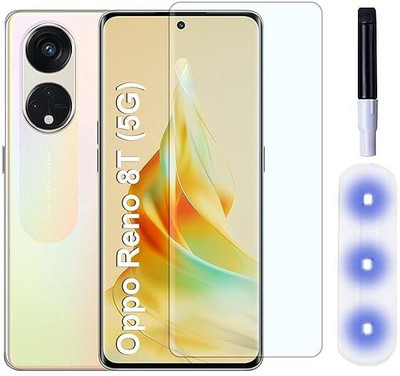 NaturalBuy Edge To Edge Tempered Glass for OPPO Reno8 T 5G-UV Glass Nano liquid perfect fit design Covered Mobile Screen Protector with Nanoscale Light Full Glue(Pack of 1)