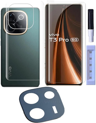 Bulkwala Edge To Edge Tempered Glass for UV Tempered Glass Screen Protector Compatible for Vivo T3 Pro 5G | Front And Back Screen Guard With camera lens protector 3 in 1 (Combo), UV Tempered Glass Screen Protector Compatible for Vivo T3 Pro 5G | Front And Back Screen Guard With camera lens protector