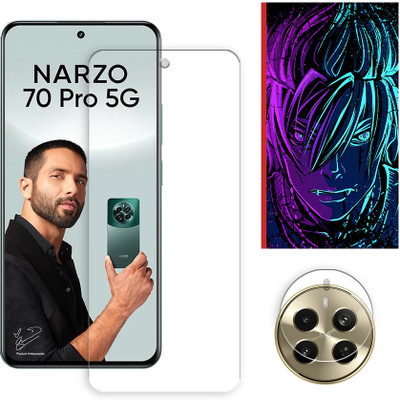 SOMTONE Edge To Edge Tempered Glass for Realme Narzo 70 Pro 5G Tempered Glass Screen Protector | Anti-Scratch | Edge to Edge Full Coverage | 9H Hardness (1 FRONT SCREEN GUARD + 1 CAMERA LENS PROTECTOR + 1 FREE BACK EMBOSSED SKIN002)(Pack of 1)