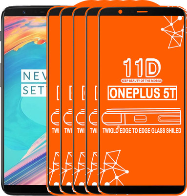 TWIGLO Edge To Edge Tempered Glass for OnePlus 5T(Pack of 5)
